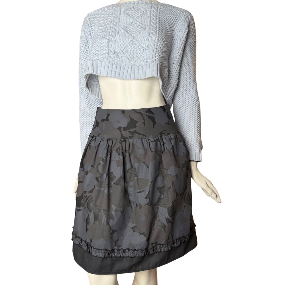 RW&CO Floral Burnout Skirt Pleated Drop Waist Whimsigoth Dark Romance Grey 0
